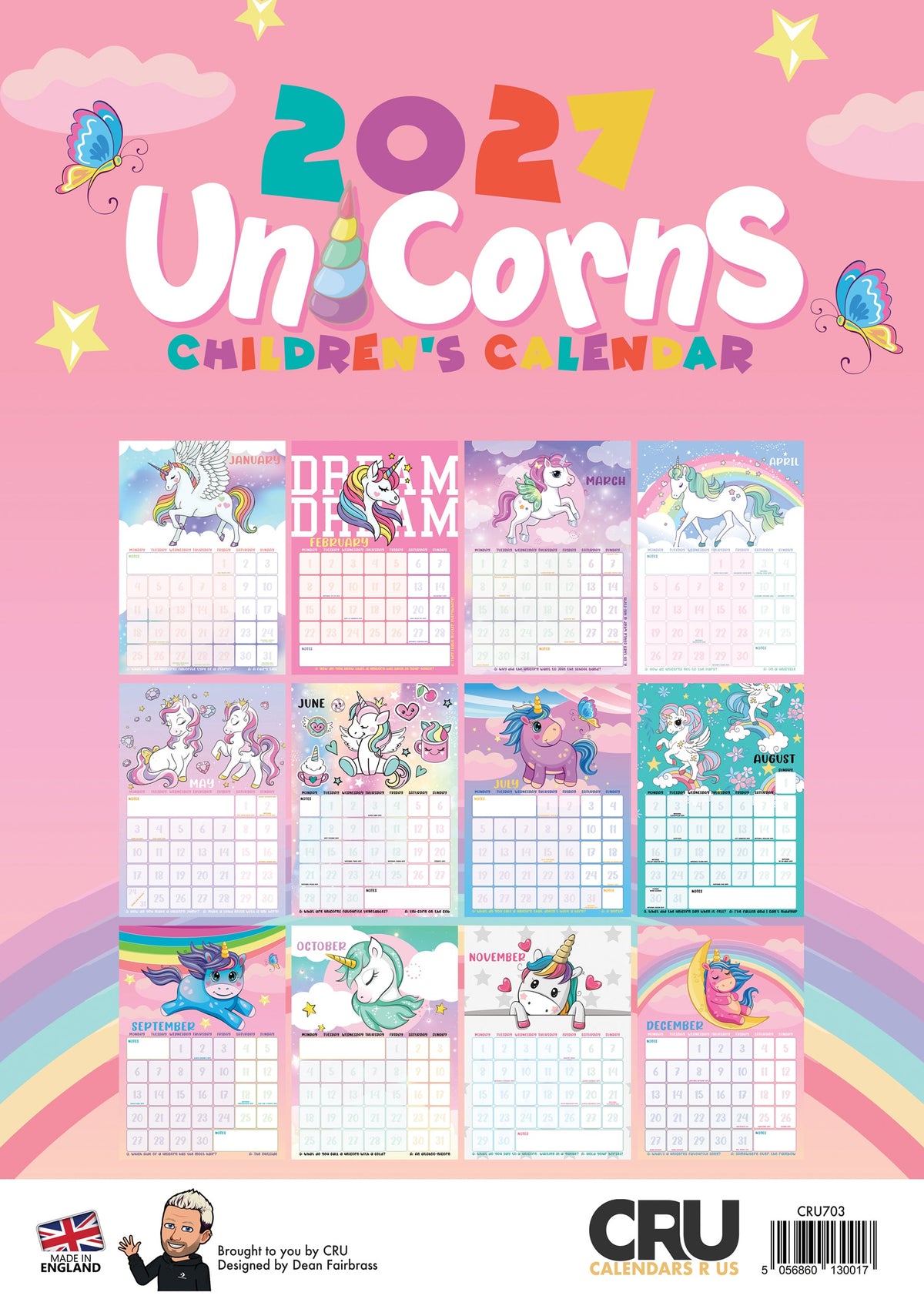 Unicorns - A3 Calendar 2027