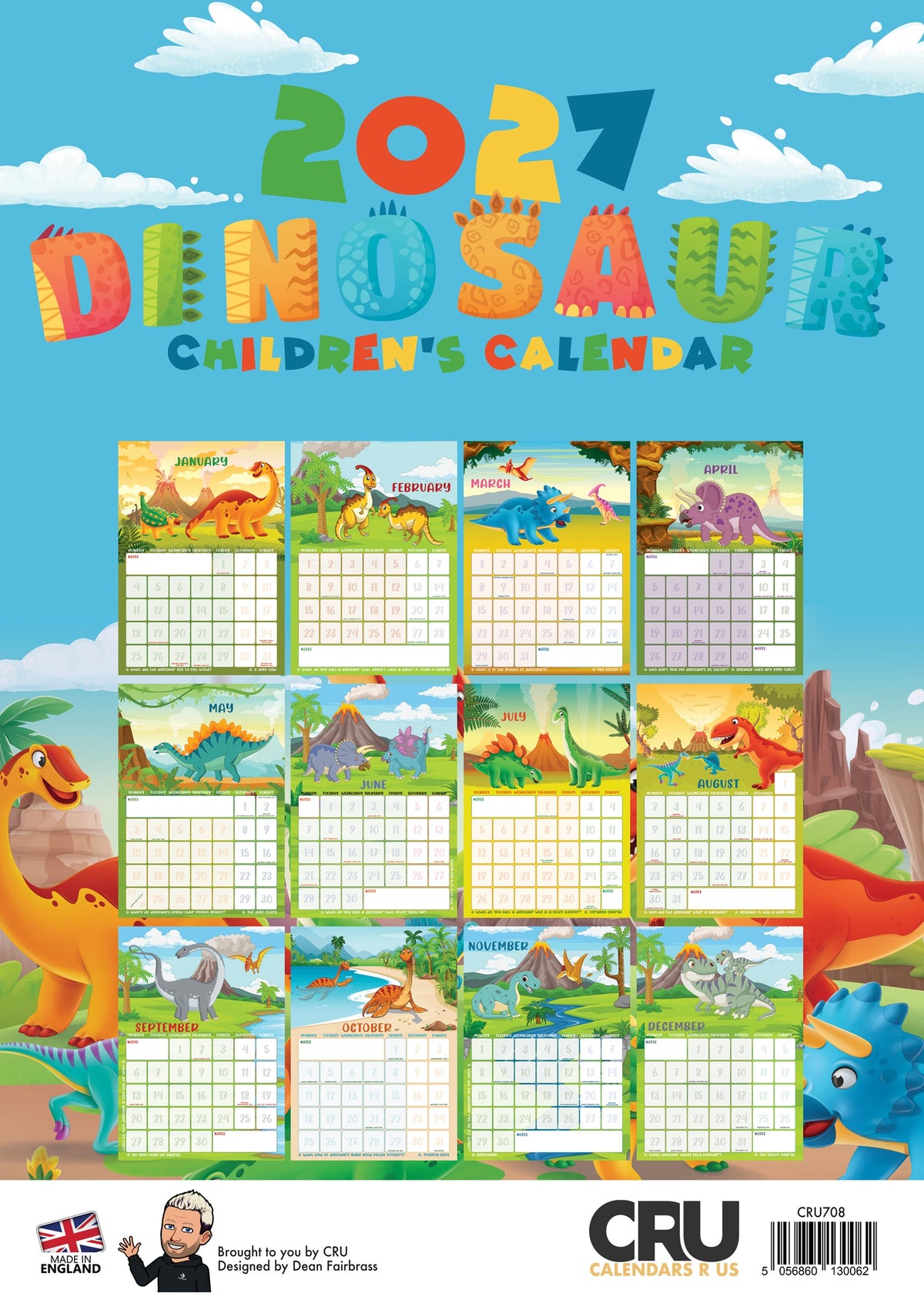 Dinosaurs - A3 Calendar 2027