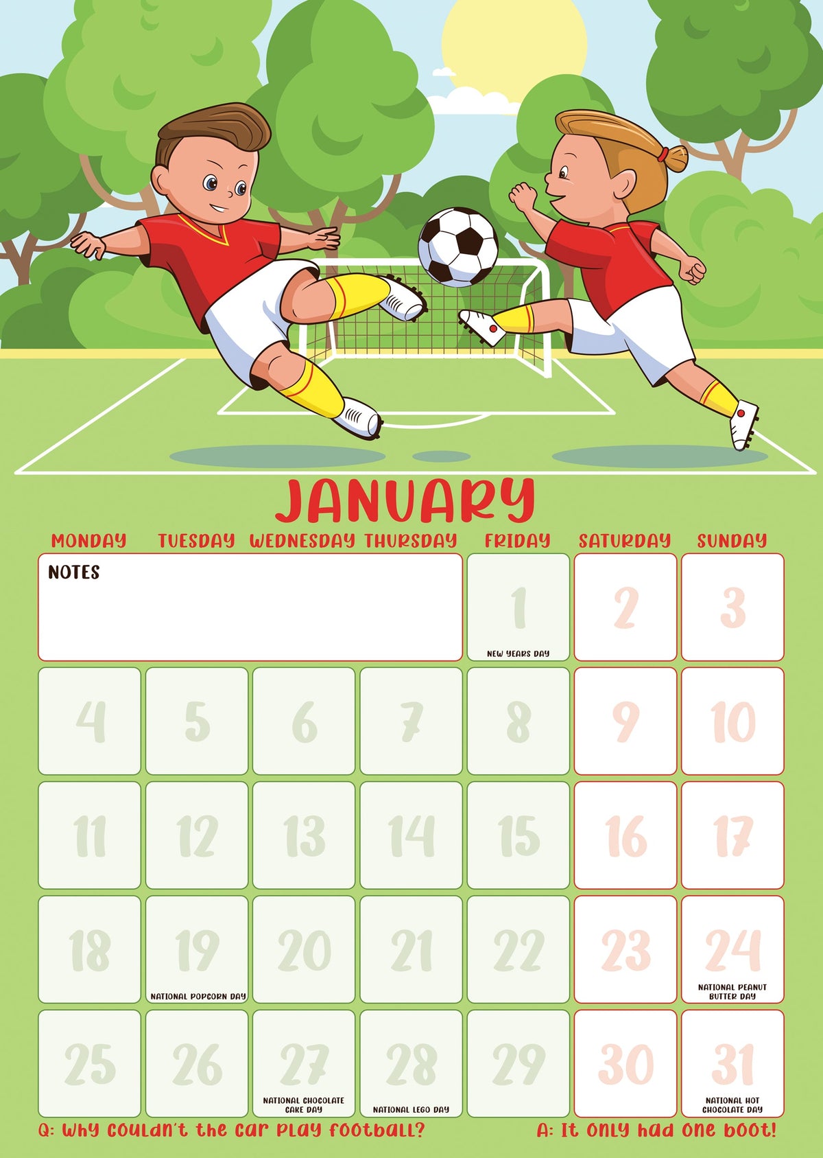 Football - A3 Calendar 2027