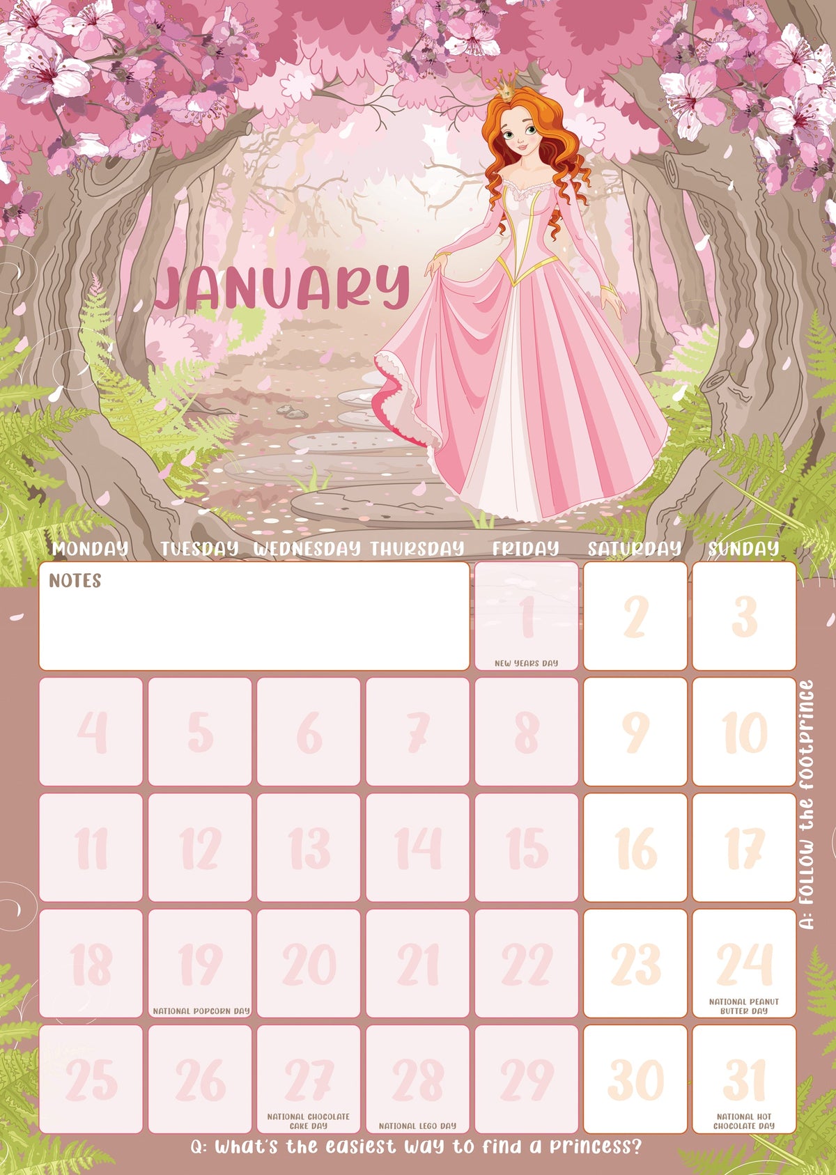 Princess - A3 Calendar 2027