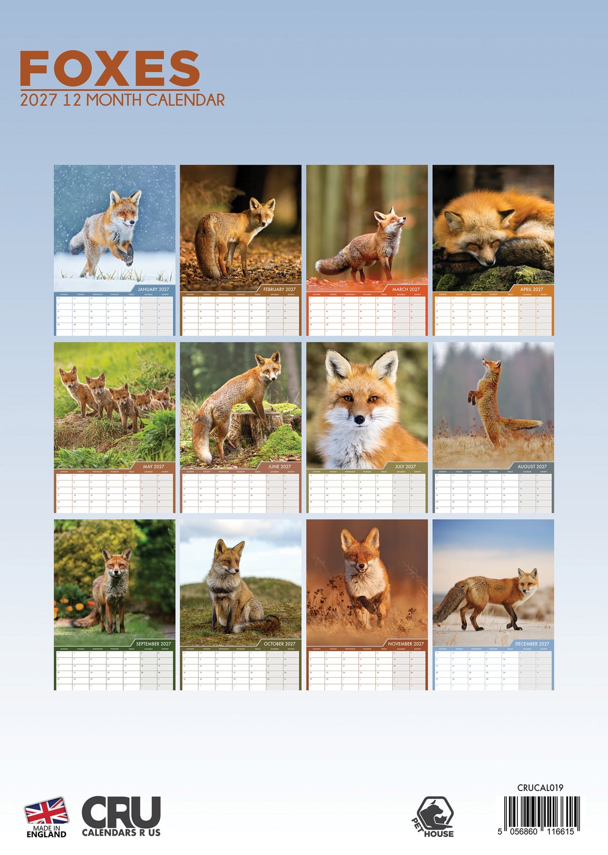 Foxes - A3 Calendar 2027