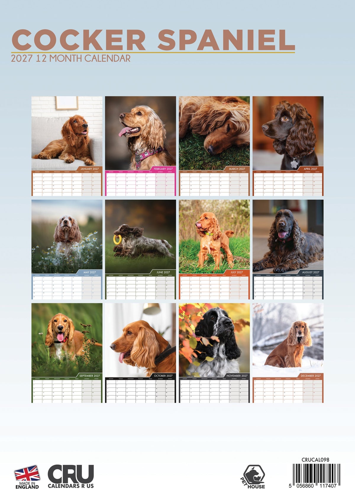 Cocker Spaniel - A3 Calendar 2027