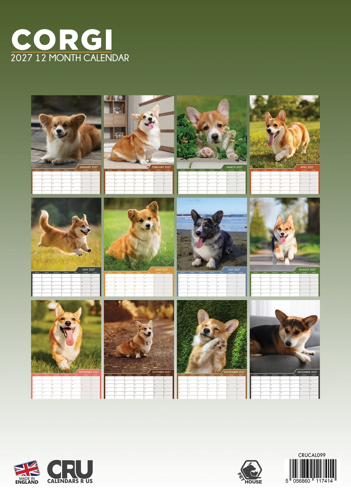 Corgi - A3 Calendar 2027