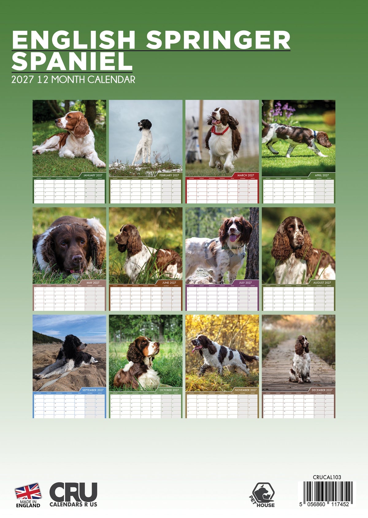 English Springer Spaniel - A3 Calendar 2027
