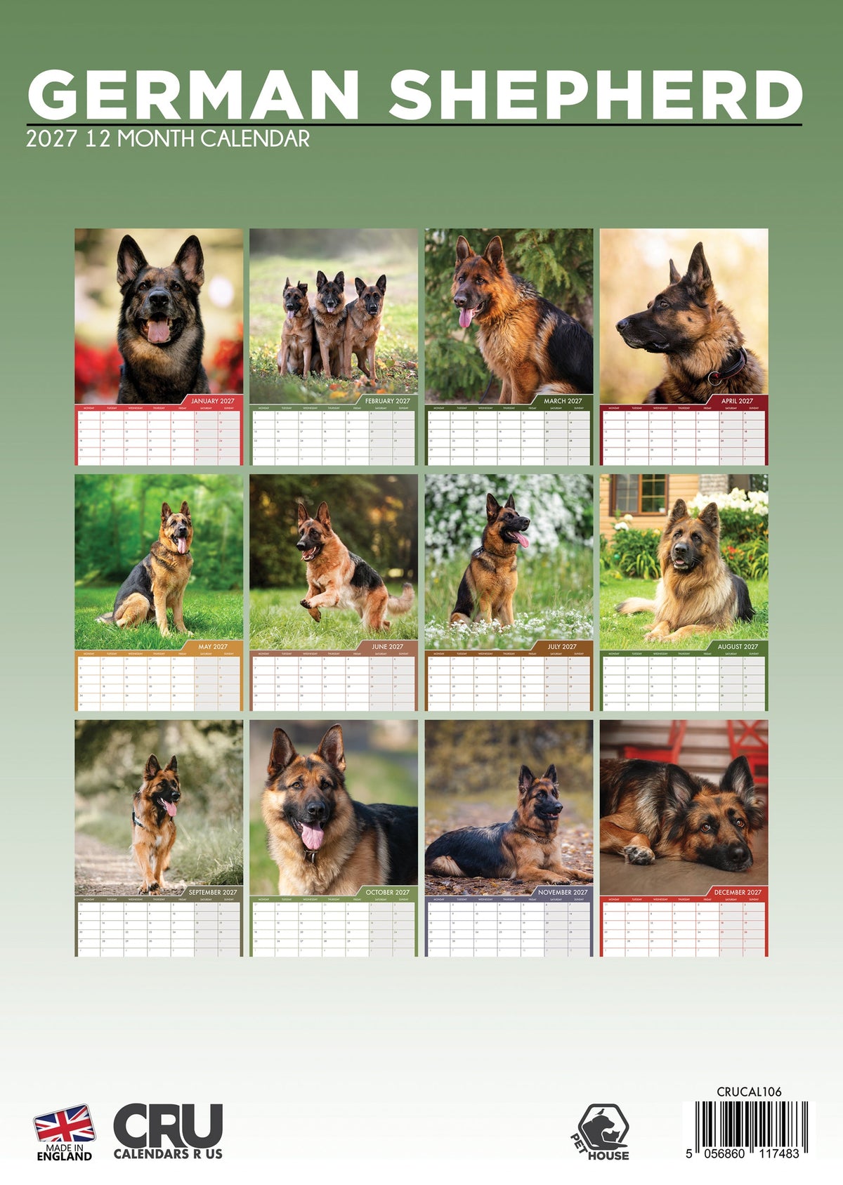 German Shepherd - A3 Calendar 2027