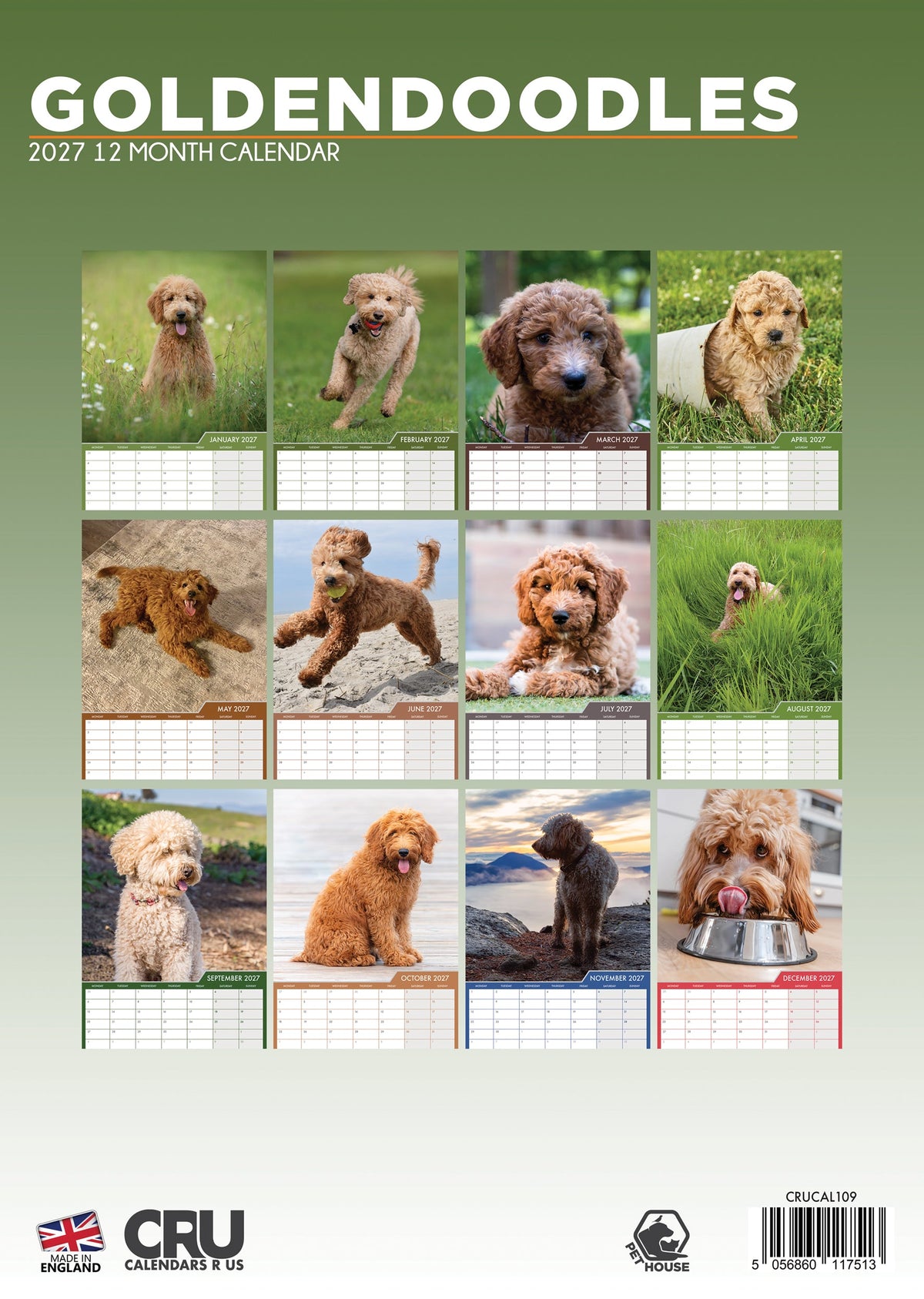Goldendoodles - A3 Calendar 2027
