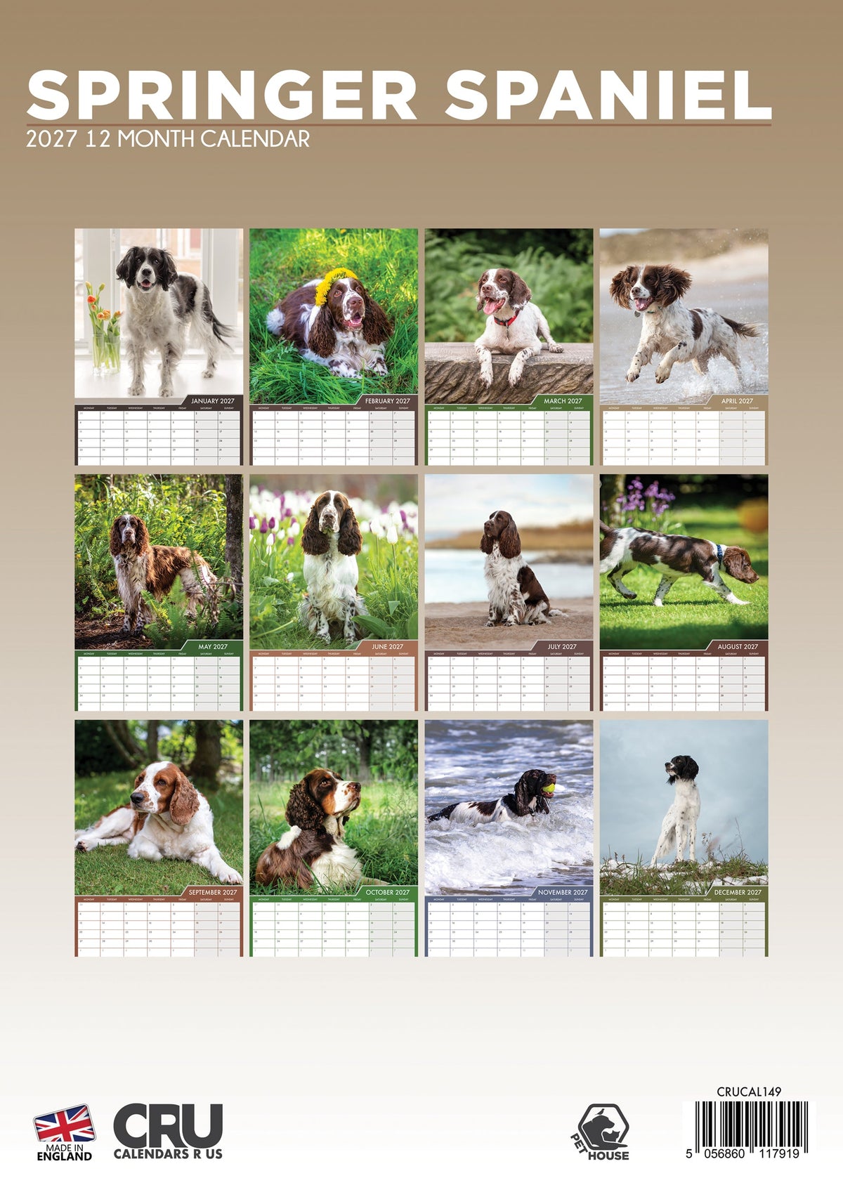 Springer Spaniel - A3 Calendar 2027
