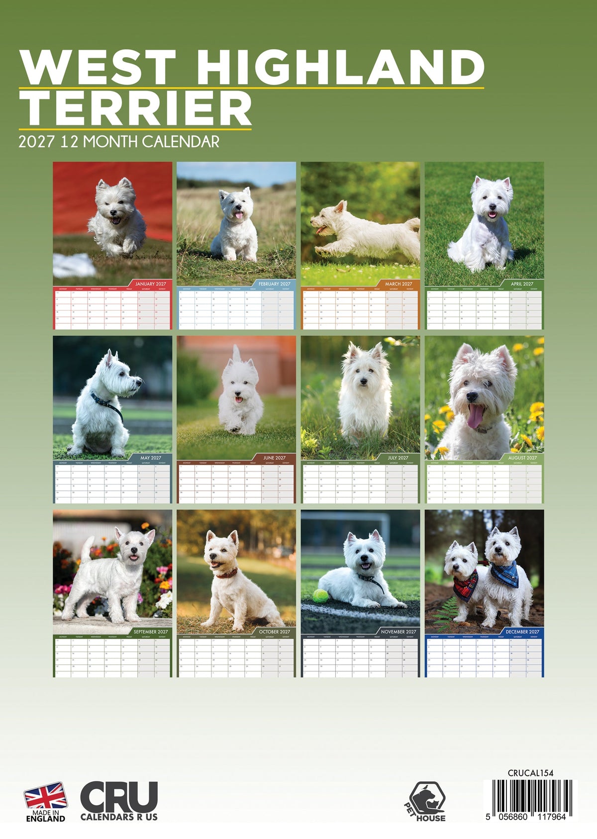 West Highland Terrier - A3 Calendar 2027