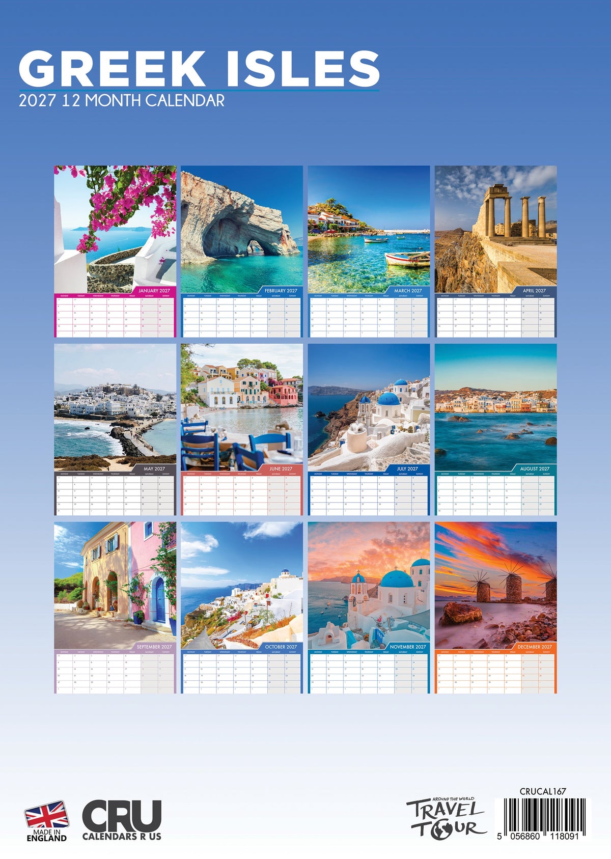 Greek Isles - A3 Calendar 2027