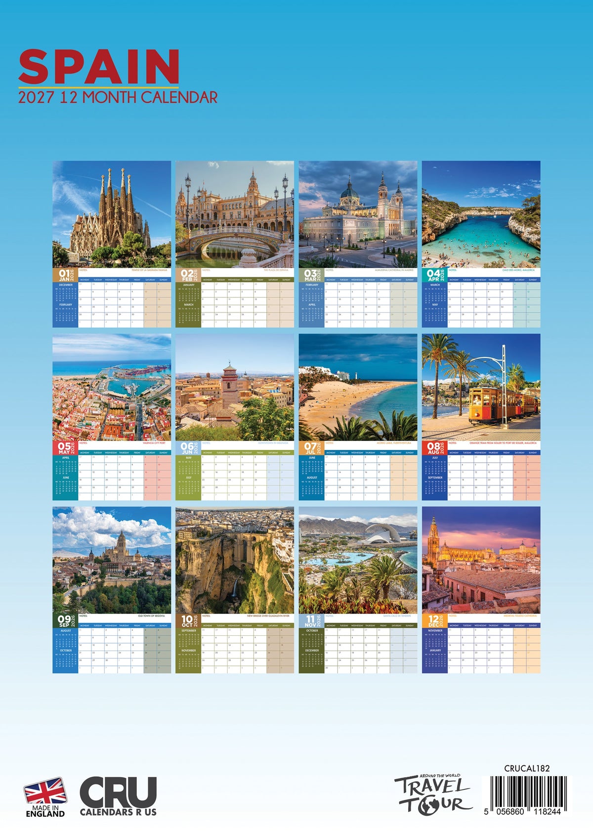 Spain - A3 Calendar 2027