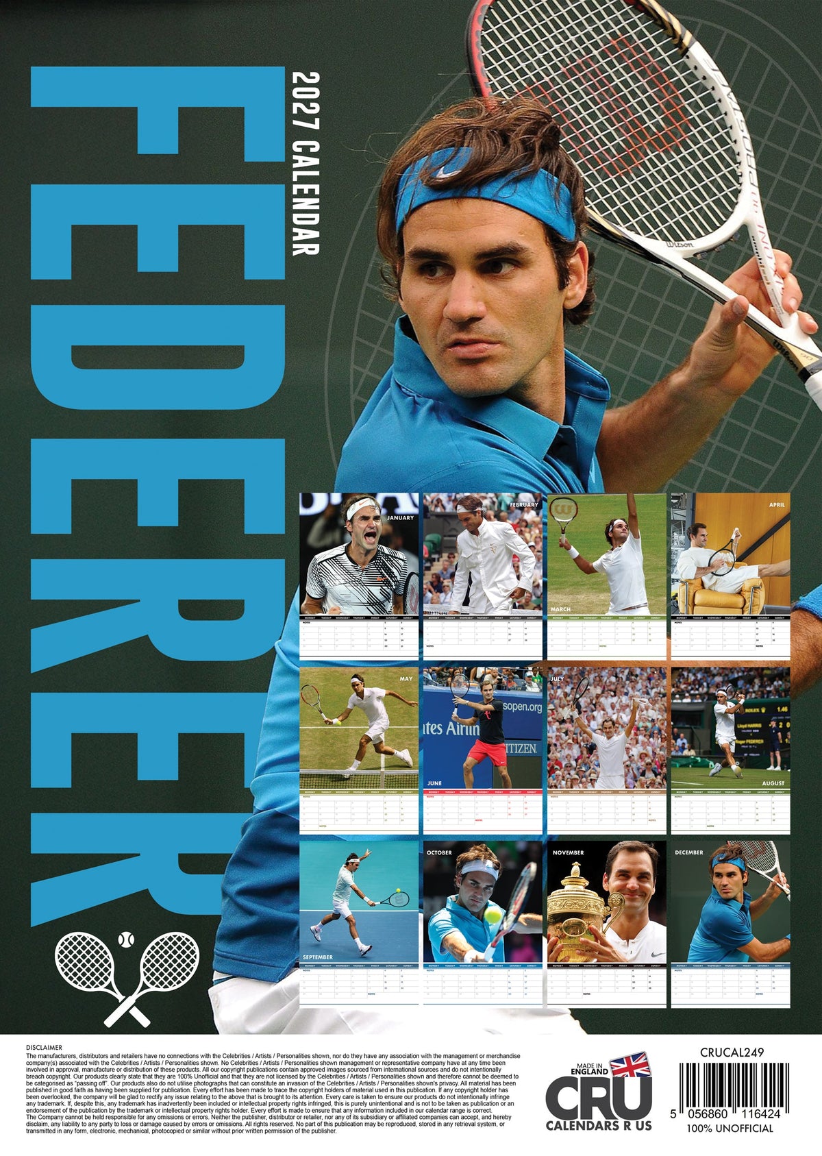 Roger Federer - A3 Calendar 2027