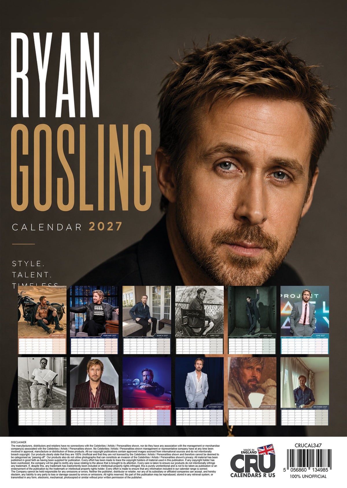 Ryan Gosling - A3 Calendar 2027