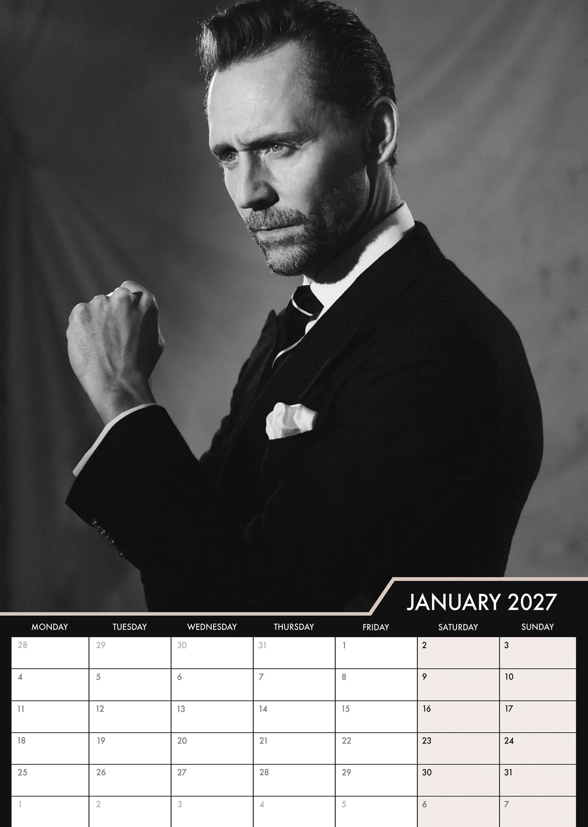 Tom Hiddleston - A3 Calendar 2027