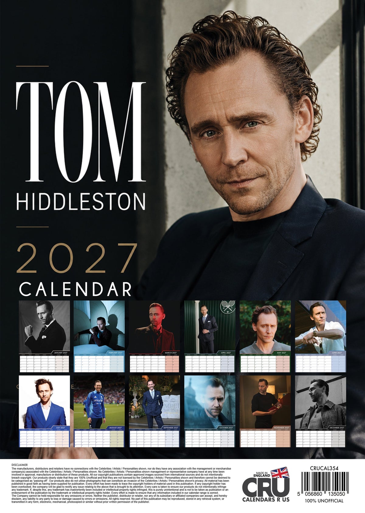 Tom Hiddleston - A3 Calendar 2027