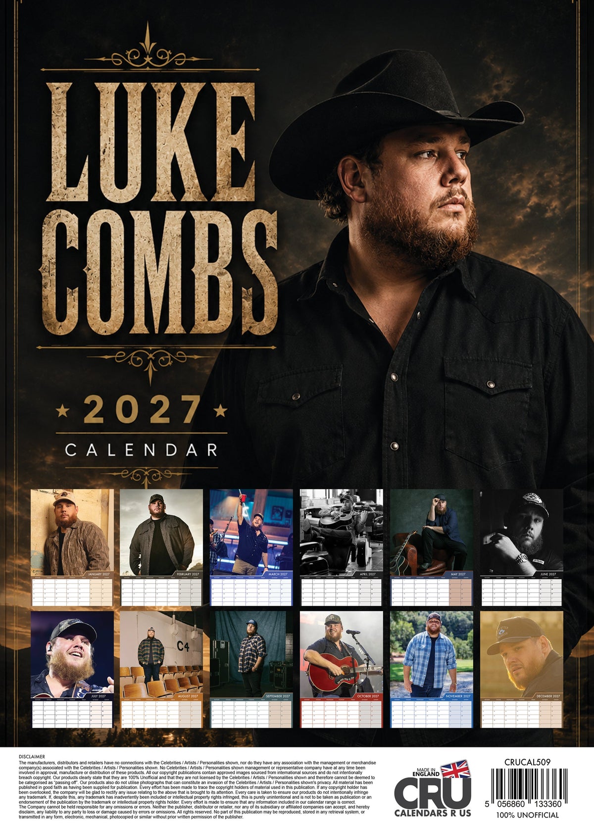 Luke Combs - A3 Calendar 2027