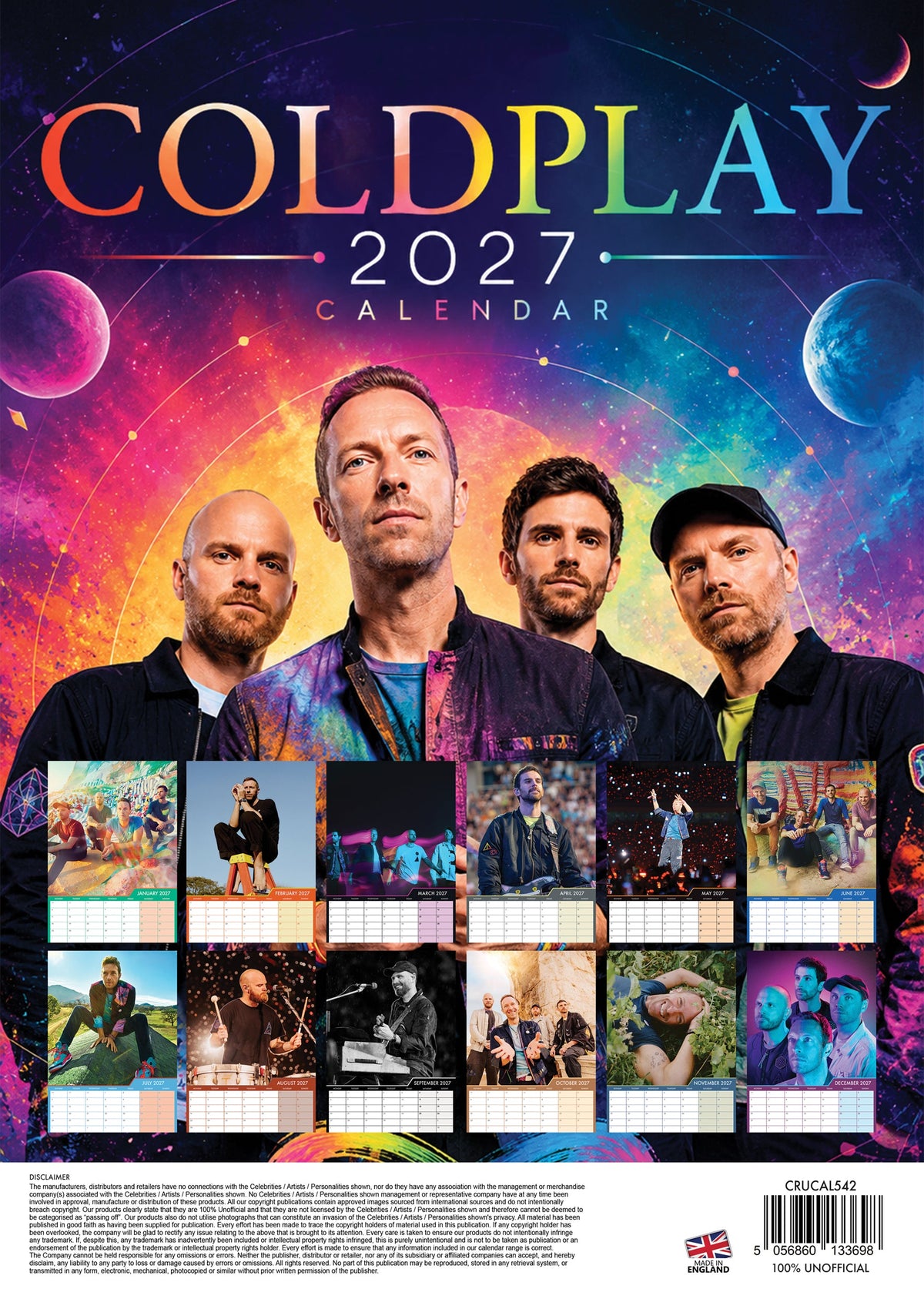 Coldplay - A3 Calendar 2027