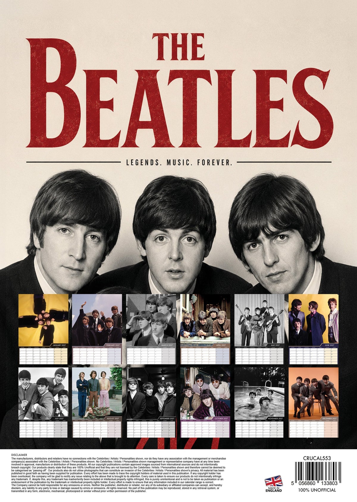 The Beatles - A3 Calendar 2027
