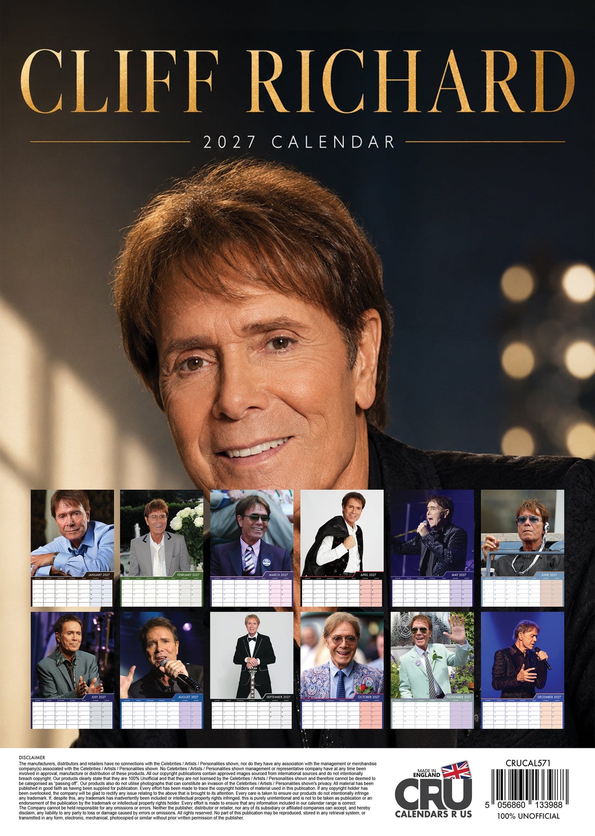 Cliff Richard - A3 Calendar 2027