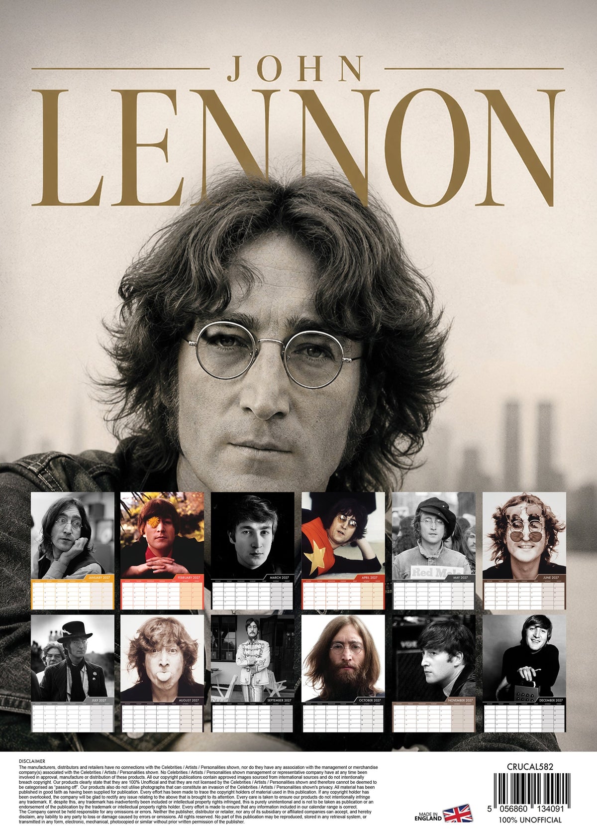 John Lennon - A3 Calendar 2027