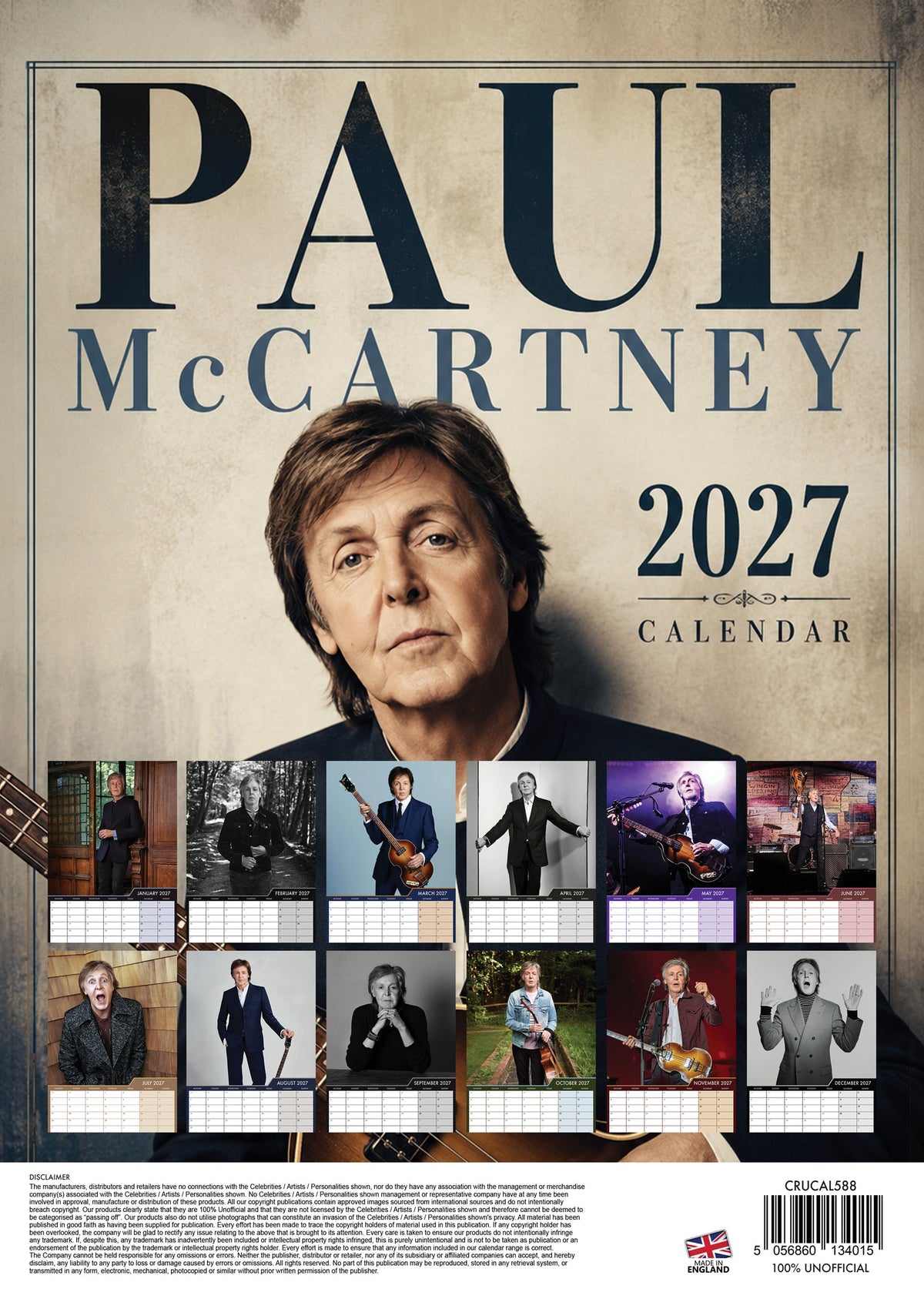 Paul McCartney - A3 Calendar 2027