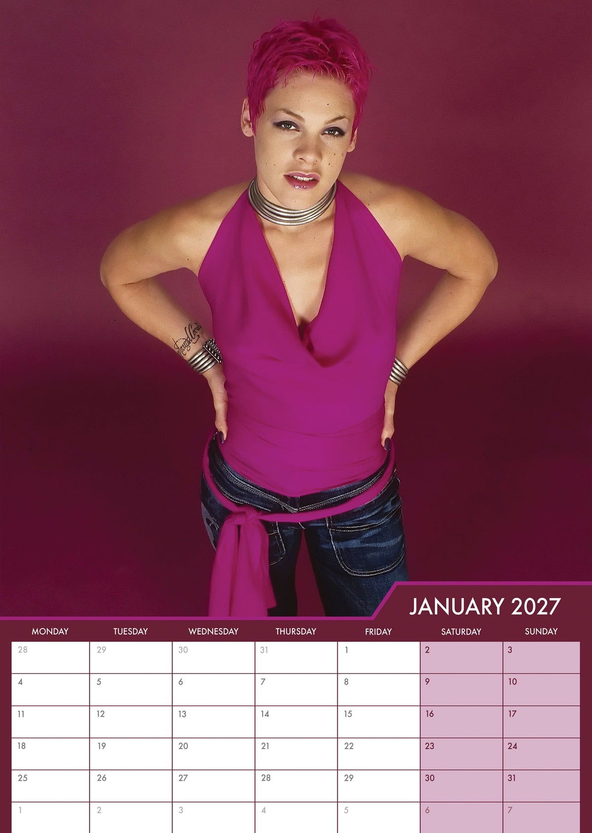 Pink - A3 Calendar 2027