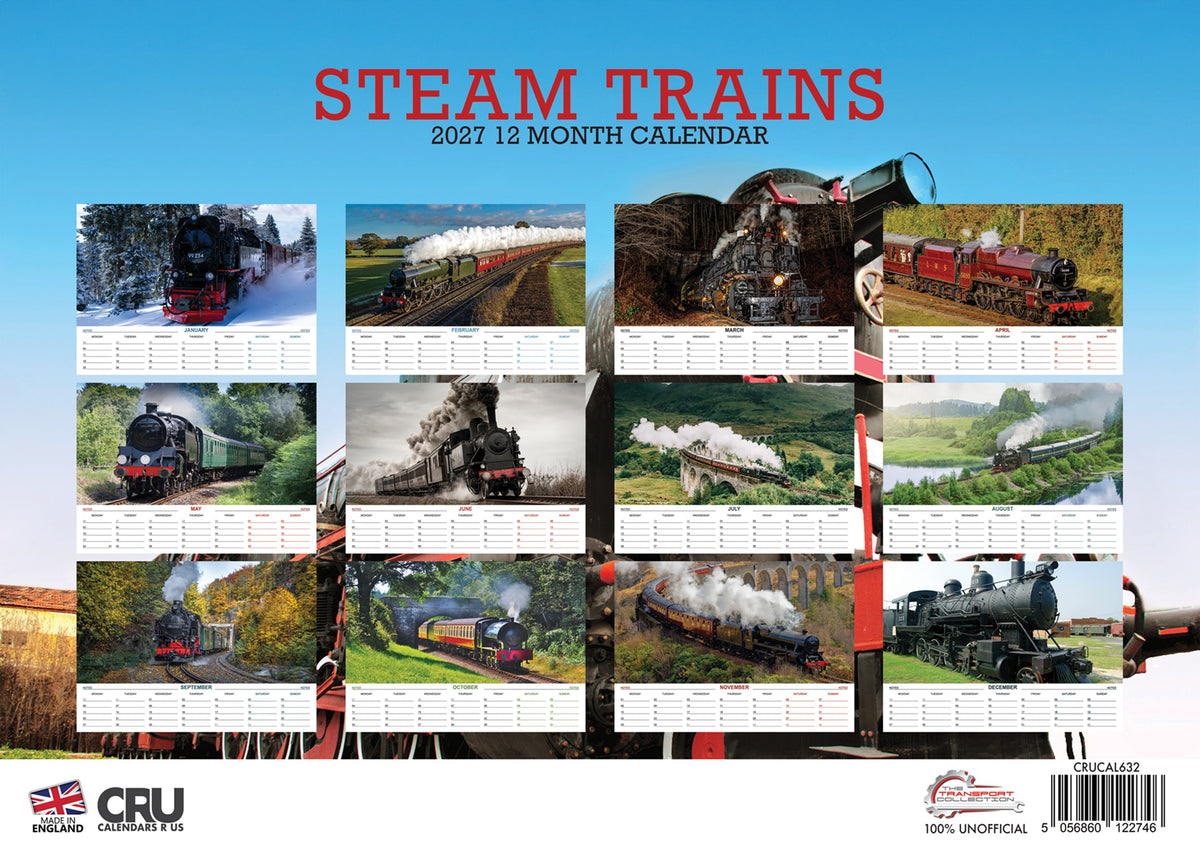 Steam Trains - A3 Calendar 2027