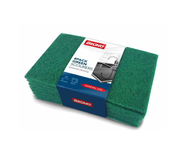 IIGEurope Green Scourers Pads Sponges 15 x 10 x 0.5 cm Pack of 8 CS4