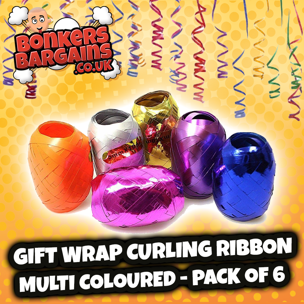 Gift Wrap Curling Ribbon 5mm x 10m Pack of 6 Assorted Colours 2711 (Parcel Rate)