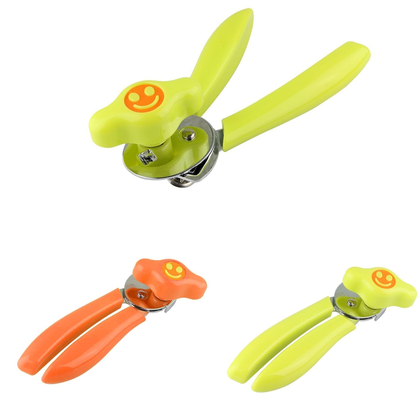 Kitchen Can Opener with Smiley Face Design Plastic Handle Assorted Colours 0108