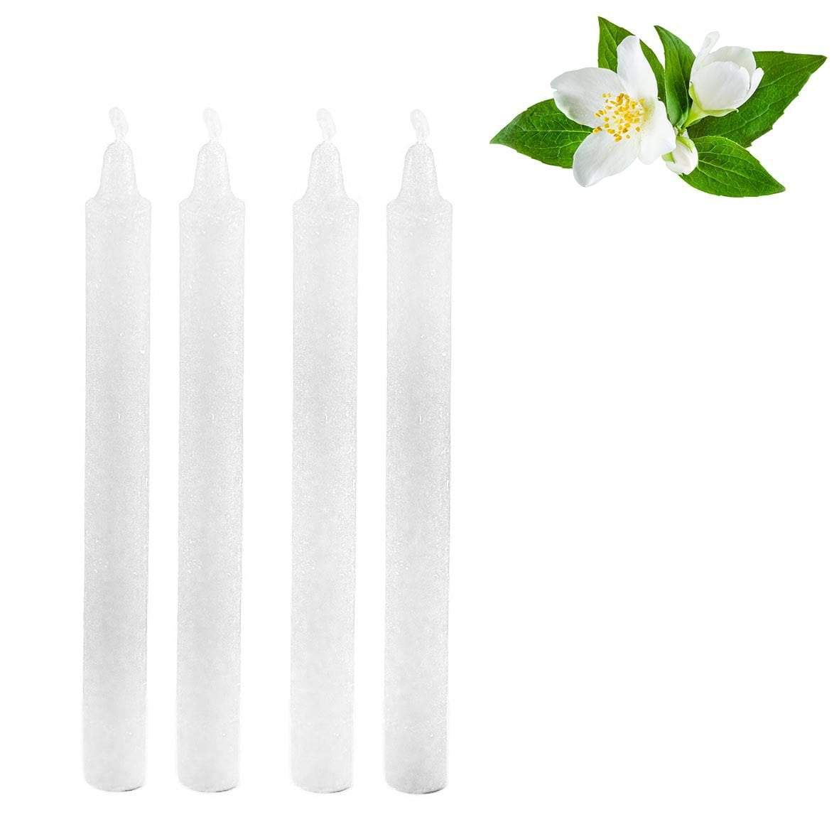 Long Scented White Wax Candle Sticks 20Cm Pack Of 4 Jasmine Scented