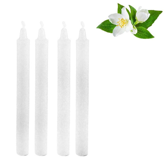 Long Scented White Wa x Candle Sticks Pack Of 4 Jasmine Scented