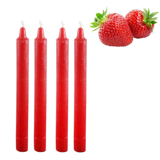 Long Scented Red Wax Candle Sticks 20cm Pack of 4 Strawberry Scented 0228