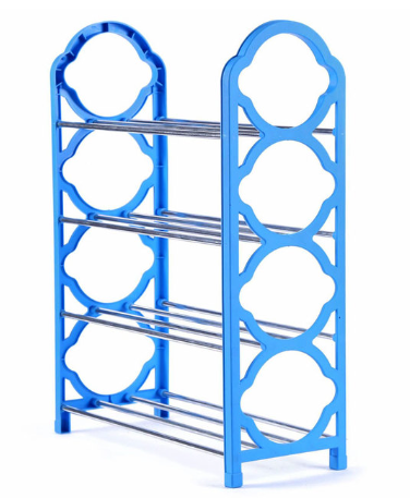 Plastic Shoe Organiser Rack 4 Tier 59 x 18 cm Assorted Colours 6813