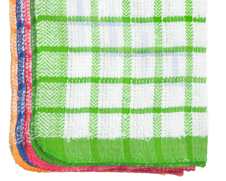 Tea Towel Dish Cloth Mono Check Pattern Pack of 4 Assorted Colours SK0113