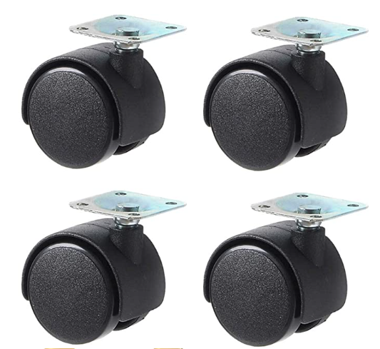 Plastic Round Wheels 2" Pack of 4 Black 6908