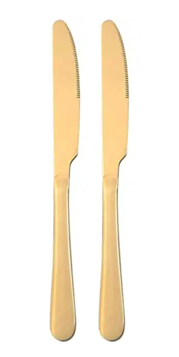 Gold Coloured Metal Butter Knife Pack of 2 22.5 cm 7030