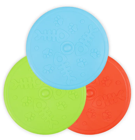 Pet Dog Toy Silicone Rubber Frisbee Flying Disc Assorted Colours 3043 A