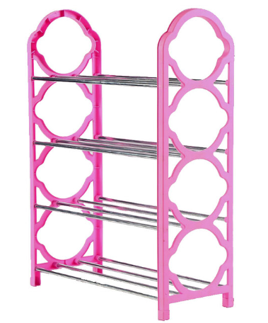 Plastic Shoe Organiser Rack 4 Tier 59 x 18 cm Assorted Colours 6813