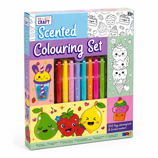 Scented Colouring Set includes 8 Fragrant Markers & 100 Page A4 Colouring Book