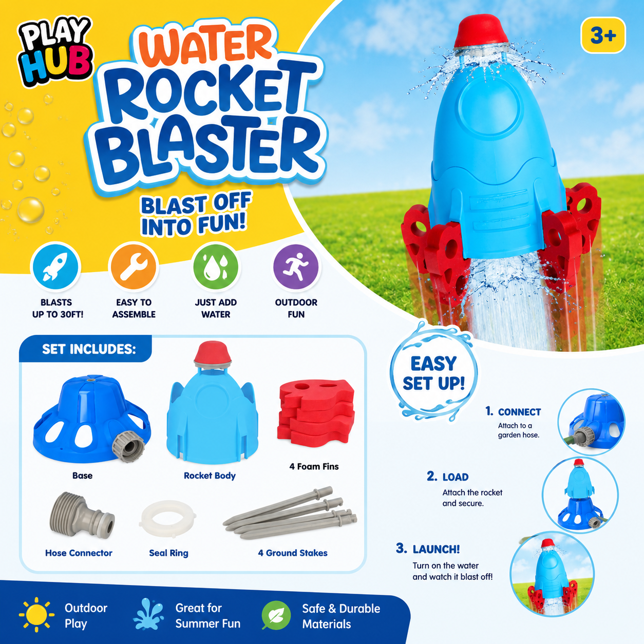 Water Rocket Blaster - Complete Splash & Launch Toy Set