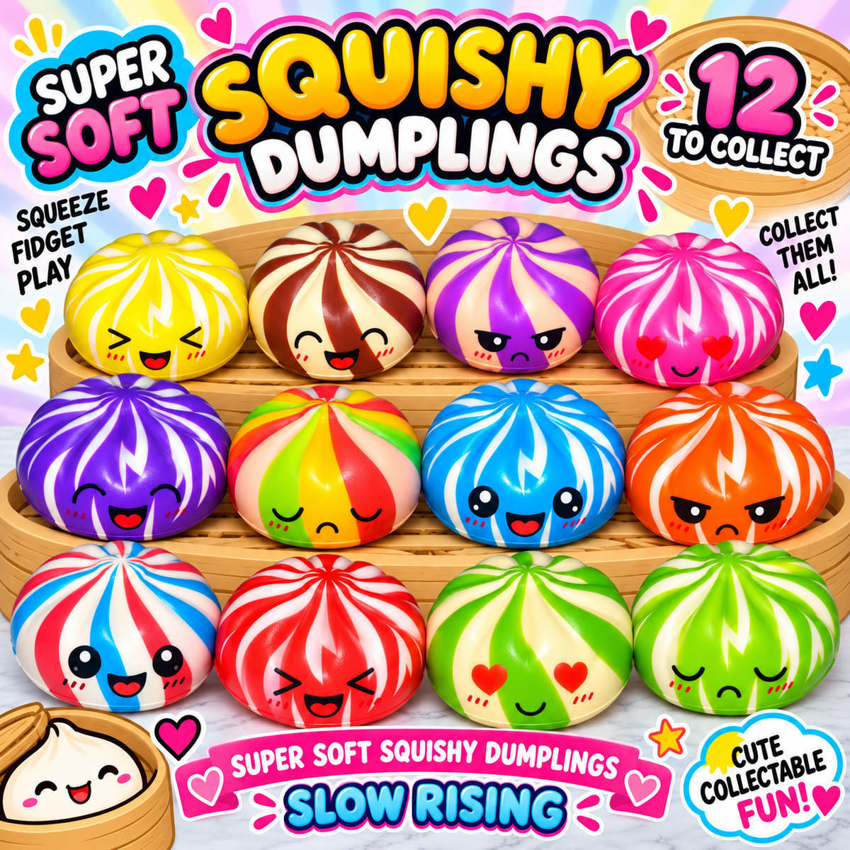 Squishy Squad Character Dumplings - 12 to Collect - LIMITED EDITION