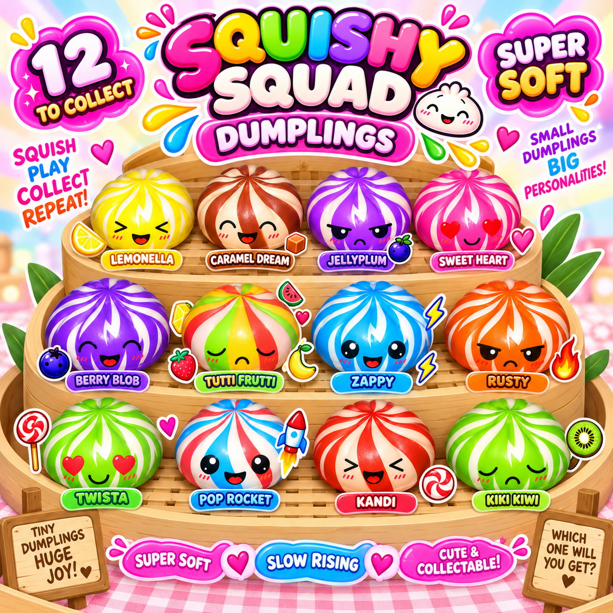 Squishy Squad Character Dumplings - 12 to Collect - LIMITED EDITION