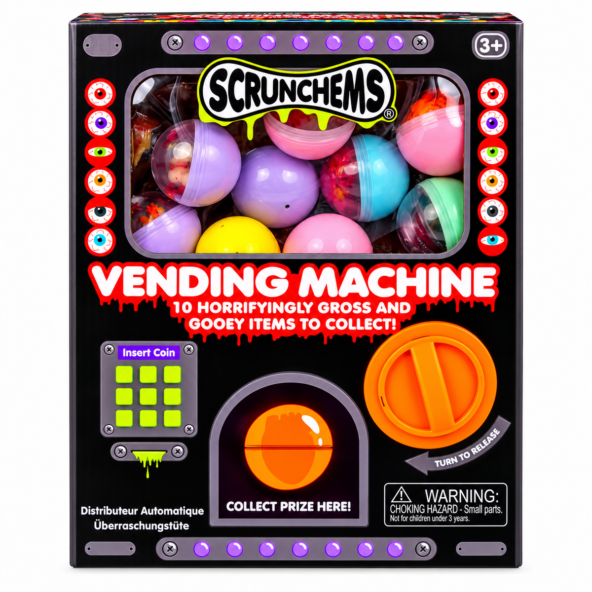 Scrunchems Halloween Gross Vending Machine - 10 Gooey Items Sensory Fidget Toy Capsules