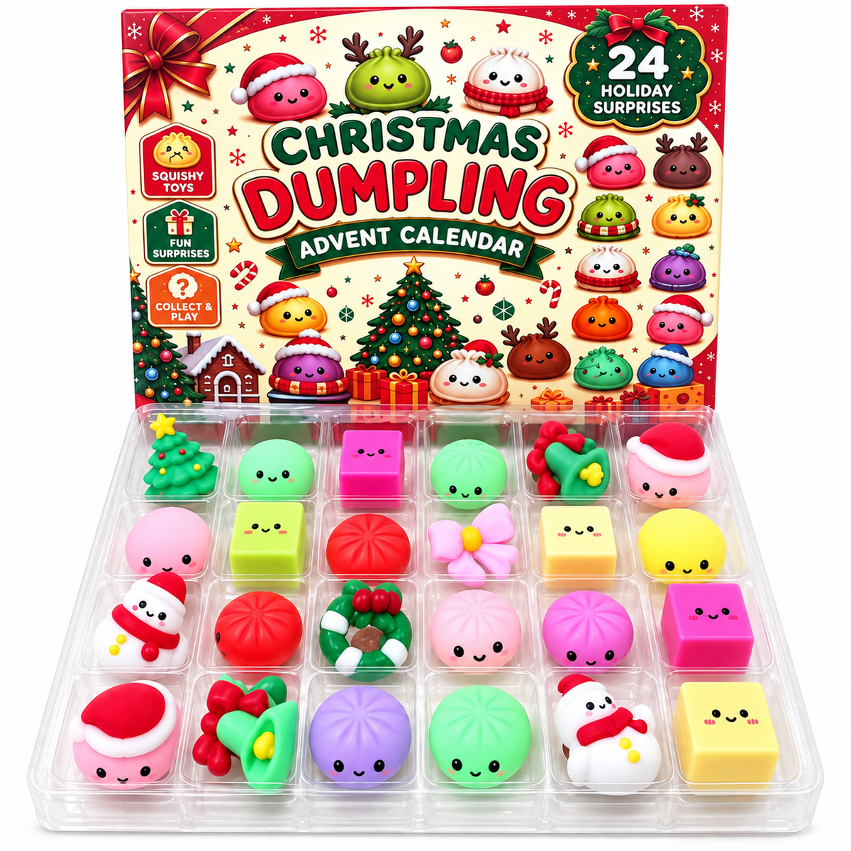 Christmas Dumpling Squishy Toys Advent Calendar – 24 Mini Squishies Inside