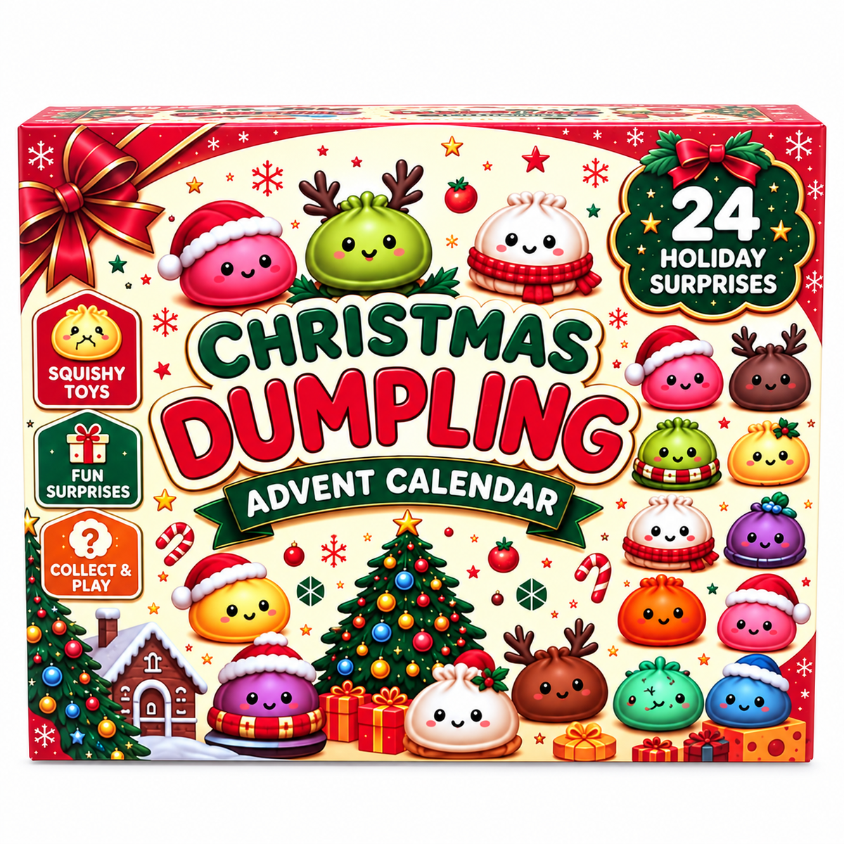 Christmas Dumpling Squishy Toys Advent Calendar – 24 Mini Squishies Inside