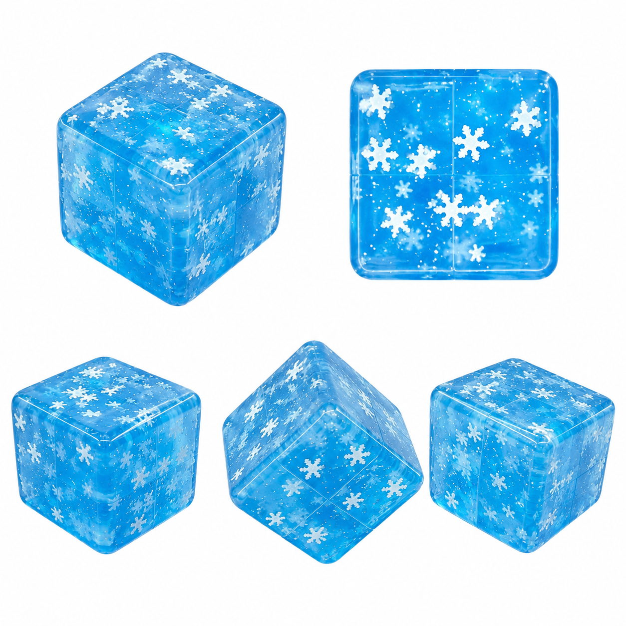 Blue Snowflake Sugar Squishy Cube Squish Fidget Maltose Sensory Toy