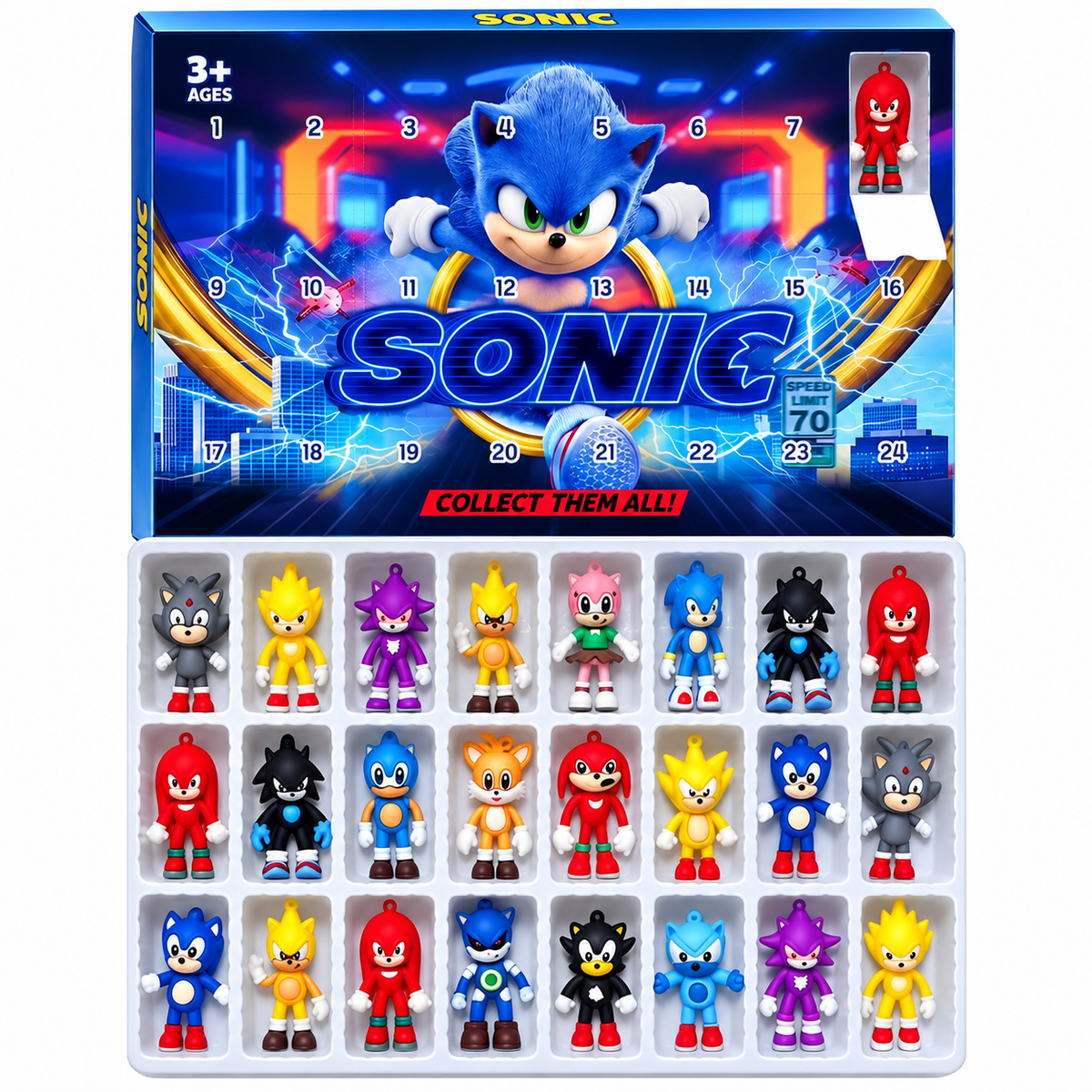 Sonic Advent Calendar Reward Box includes 24 Toy 3D Character Figures