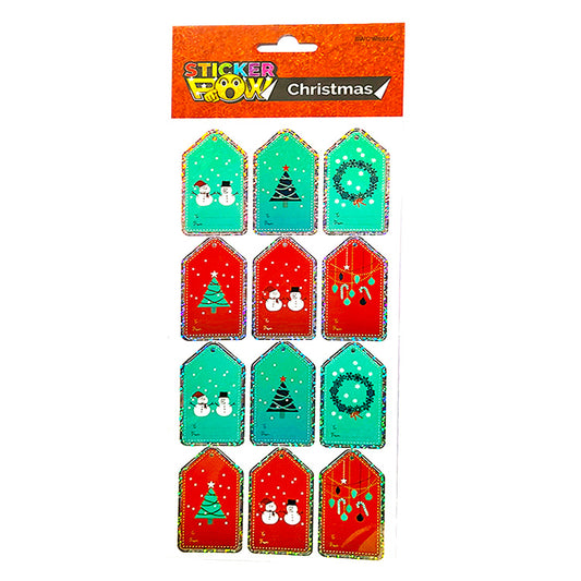 Cute Laser Trim Stick On Xmas Tags x 12