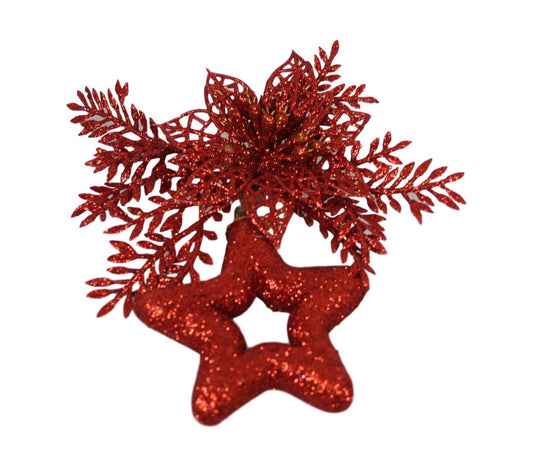 Christmas Tree Decoration Glitter Star Assorted Colours 1459