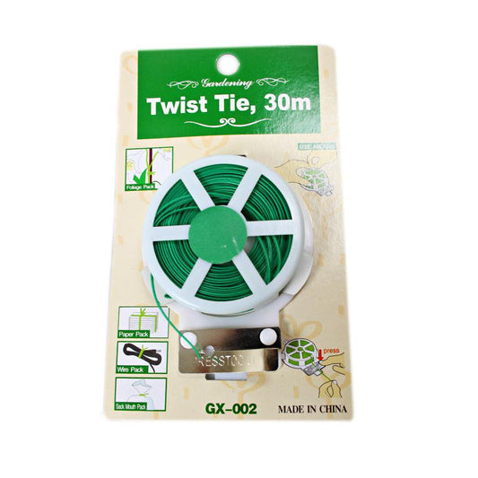 Twist Tie Plastic Coated Garden Wire with Cutter 30m 0616